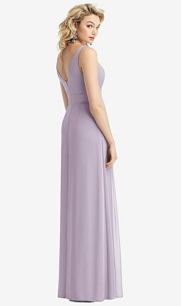 Back View - Lilac Haze Sleeveless Pleated Skirt Maxi Dress with Pockets