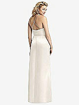 Rear View Thumbnail - Ivory Pleated Skirt Satin Maxi Dress with Pockets