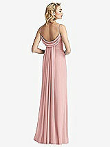 Front View Thumbnail - Rose Shirred Sash Cowl-Back Chiffon Trumpet Gown