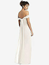 Rear View Thumbnail - Ivory Draped Off-the-Shoulder Maxi Dress with Shirred Streamer