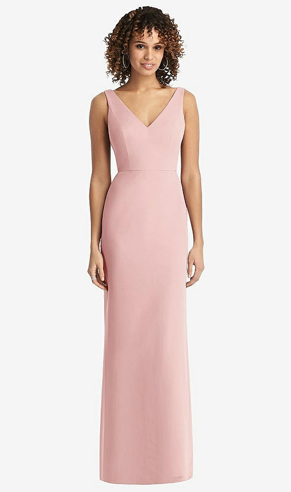 Back View - Rose Sleeveless Tie Back Chiffon Trumpet Gown