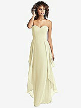Front View Thumbnail - Butter Yellow Strapless Chiffon Dress with Skirt Overlay