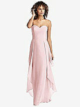 Front View Thumbnail - Ballet Pink Strapless Chiffon Dress with Skirt Overlay