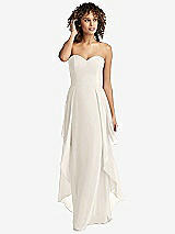 Front View Thumbnail - Ivory Strapless Chiffon Dress with Skirt Overlay