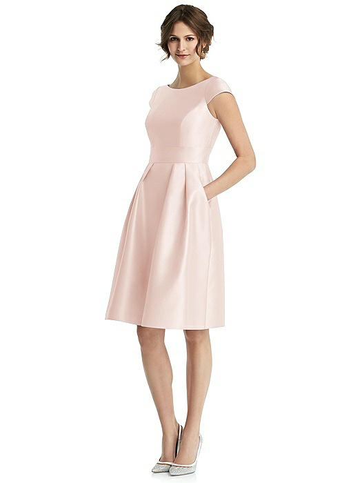 Cap Sleeve Pleated Cocktail Dress with Pockets