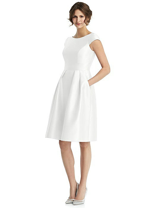 Cap Sleeve Pleated Cocktail Dress with Pockets