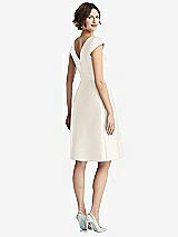 Rear View Thumbnail - Ivory Cap Sleeve Pleated Cocktail Dress with Pockets