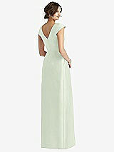 Rear View Thumbnail - Mint Green Cap Sleeve Pleated Skirt Dress with Pockets