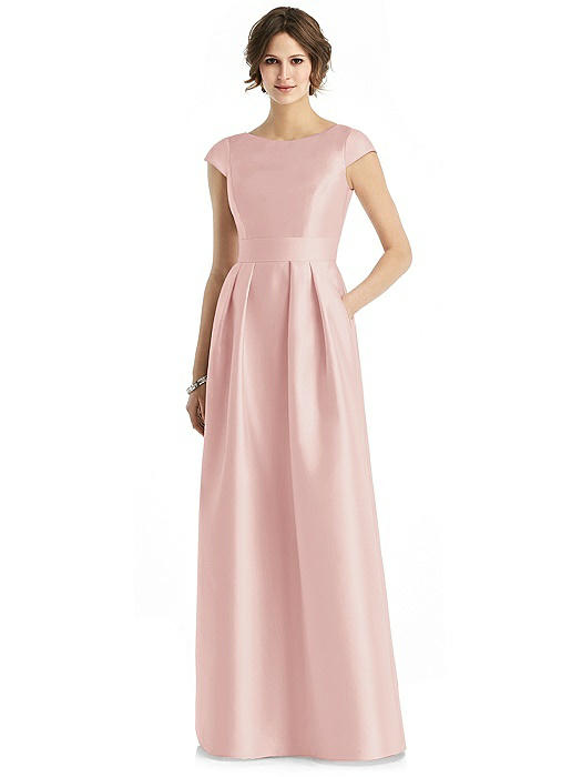 Cap Sleeve Pleated Skirt Dress with Pockets