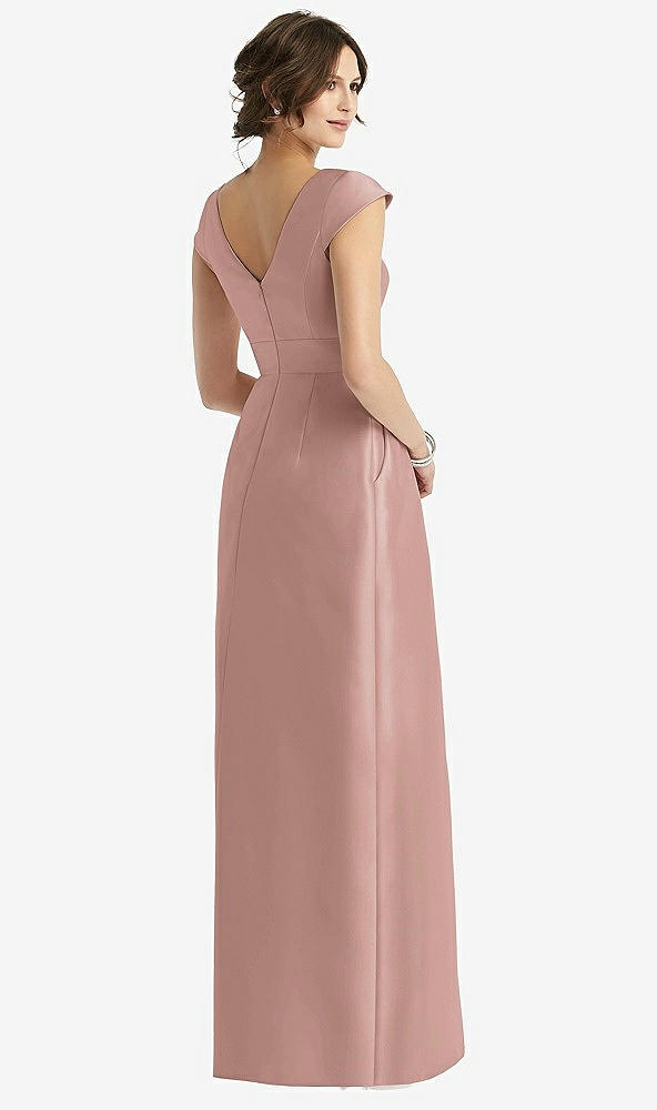 Back View - Neu Nude Cap Sleeve Pleated Skirt Dress with Pockets