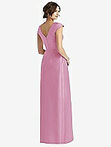 Rear View Thumbnail - Powder Pink Cap Sleeve Pleated Skirt Dress with Pockets