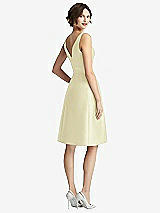 Rear View Thumbnail - Butter Yellow V-Neck Pleated Skirt Cocktail Dress with Pockets