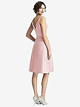 Rear View Thumbnail - Ballet Pink V-Neck Pleated Skirt Cocktail Dress with Pockets