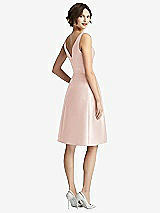 Rear View Thumbnail - Blush V-Neck Pleated Skirt Cocktail Dress with Pockets