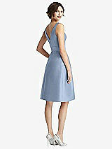 Rear View Thumbnail - Cloudy V-Neck Pleated Skirt Cocktail Dress with Pockets