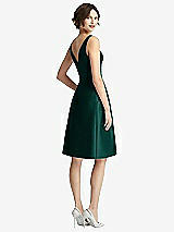 Rear View Thumbnail - Evergreen V-Neck Pleated Skirt Cocktail Dress with Pockets