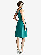Rear View Thumbnail - Jade V-Neck Pleated Skirt Cocktail Dress with Pockets