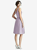 Rear View Thumbnail - Lilac Haze V-Neck Pleated Skirt Cocktail Dress with Pockets