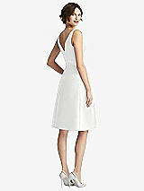 Rear View Thumbnail - White V-Neck Pleated Skirt Cocktail Dress with Pockets