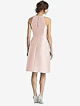Rear View Thumbnail - Blush High-Neck Satin Cocktail Dress with Pockets