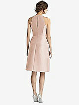 Rear View Thumbnail - Cameo High-Neck Satin Cocktail Dress with Pockets