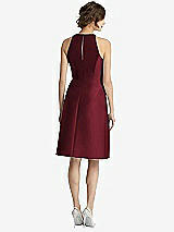 Rear View Thumbnail - Cabernet High-Neck Satin Cocktail Dress with Pockets