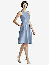 Front View Thumbnail - Cloudy High-Neck Satin Cocktail Dress with Pockets