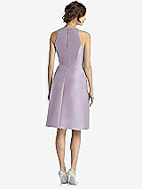 Rear View Thumbnail - Lilac Haze High-Neck Satin Cocktail Dress with Pockets