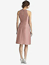 Rear View Thumbnail - Neu Nude High-Neck Satin Cocktail Dress with Pockets