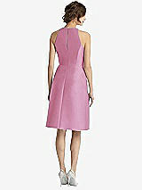 Rear View Thumbnail - Powder Pink High-Neck Satin Cocktail Dress with Pockets