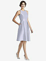 Front View Thumbnail - Silver Dove High-Neck Satin Cocktail Dress with Pockets