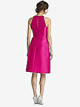 Rear View Thumbnail - Think Pink High-Neck Satin Cocktail Dress with Pockets