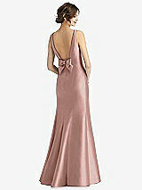 Rear View Thumbnail - Neu Nude Sleeveless Satin Trumpet Gown with Bow at Open-Back