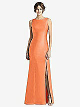 Front View Thumbnail - Portofino Orange Sleeveless Satin Trumpet Gown with Bow at Open-Back