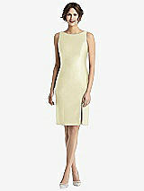 Rear View Thumbnail - Butter Yellow Bow Open-Back Satin Cocktail Dress with Front Slit