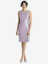 Rear View Thumbnail - Lilac Haze Bow Open-Back Satin Cocktail Dress with Front Slit