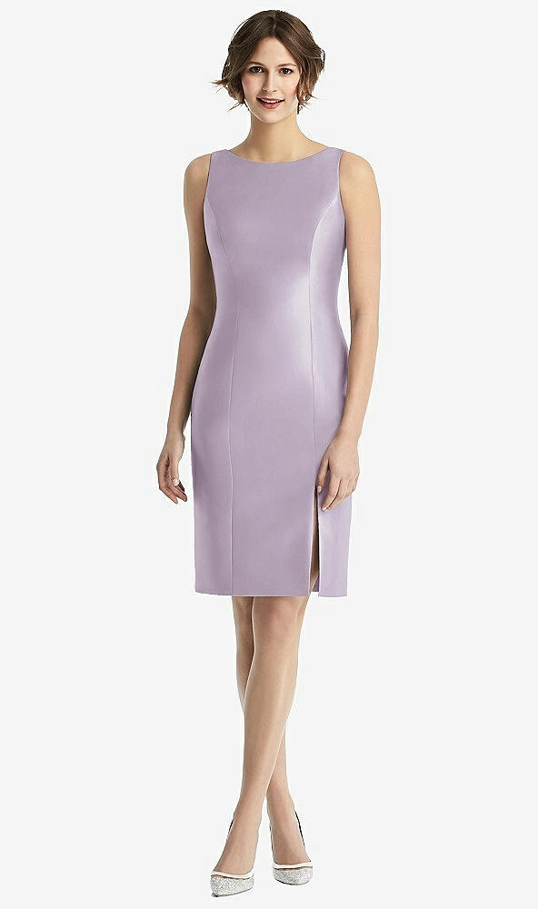 Back View - Lilac Haze Bow Open-Back Satin Cocktail Dress with Front Slit