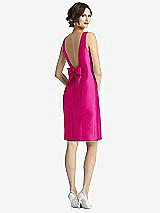 Front View Thumbnail - Think Pink Bow Open-Back Satin Cocktail Dress with Front Slit