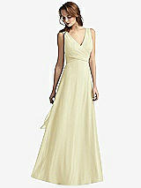 Front View Thumbnail - Butter Yellow Sleeveless V-Neck Chiffon Wrap Dress