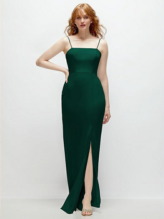Tie-Back Cutout Trumpet Gown with Front Slit