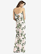 Alt View 3 Thumbnail - Palm Beach Print Tie-Back Cutout Trumpet Gown with Front Slit