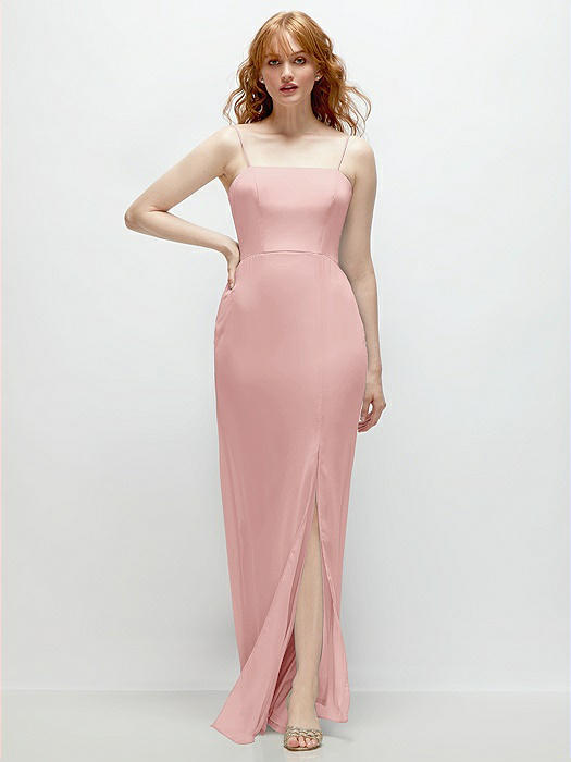 Tie-Back Cutout Trumpet Gown with Front Slit