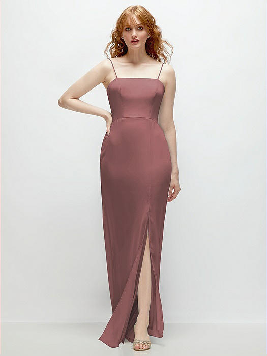 Tie-Back Cutout Trumpet Gown with Front Slit