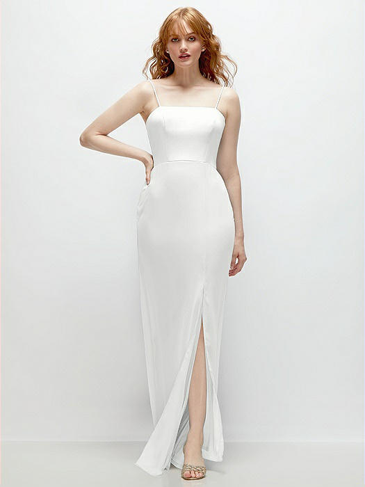 Tie-Back Cutout Trumpet Gown with Front Slit