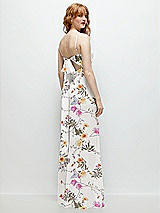 Alt View 1 Thumbnail - Butterfly Botanica Ivory Tie-Back Cutout Trumpet Gown with Front Slit