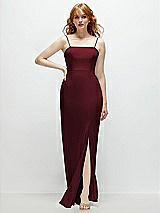 Front View Thumbnail - Cabernet Tie-Back Cutout Trumpet Gown with Front Slit