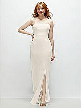 Front View Thumbnail - Ivory Tie-Back Cutout Trumpet Gown with Front Slit
