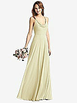 Front View Thumbnail - Butter Yellow Cowl Neck Criss Cross Back Maxi Dress