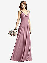 Front View Thumbnail - Dusty Pink Cowl Neck Criss Cross Back Maxi Dress