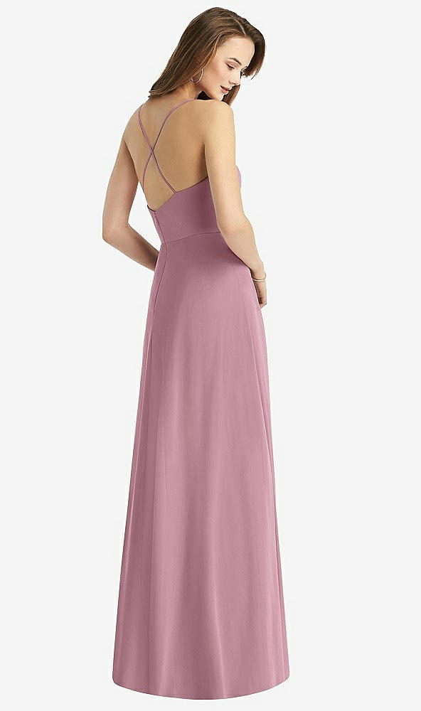 Back View - Dusty Pink Cowl Neck Criss Cross Back Maxi Dress